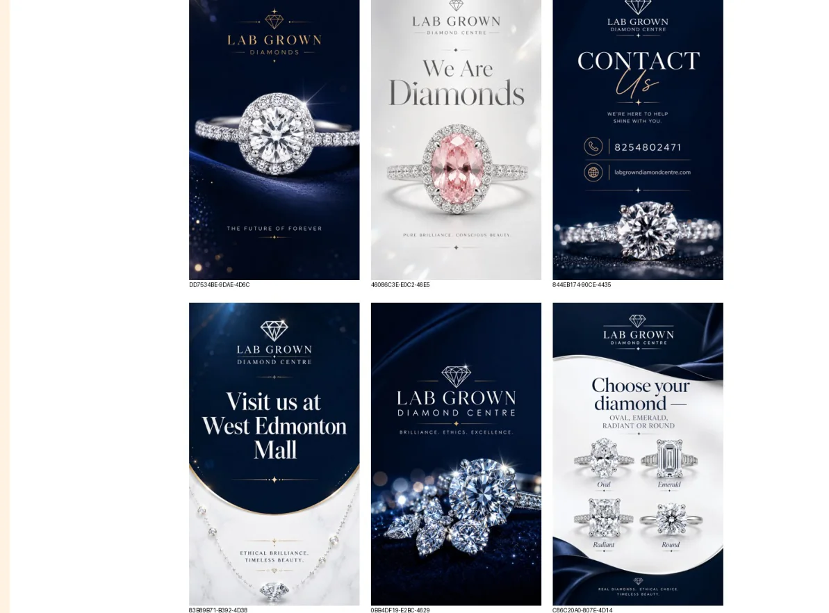 Social content designs for Lab Grown Diamond Centre