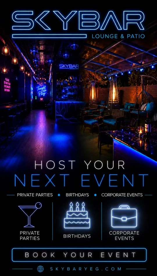 Skybar private events promotional poster design